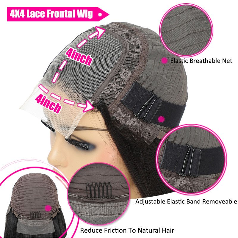 Glueless 4X4 Lace Three Part Bob Wigs With Baby Hair 100% Unprocessed Peruvian - Superlovehair